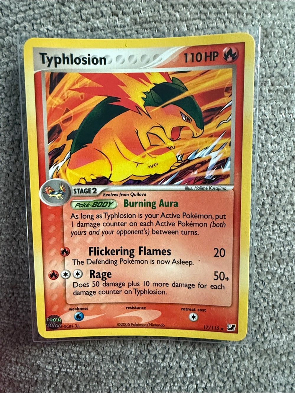 Typhlosion card (17/115) from the 2005 Pokémon TCG set EX Unseen Forces